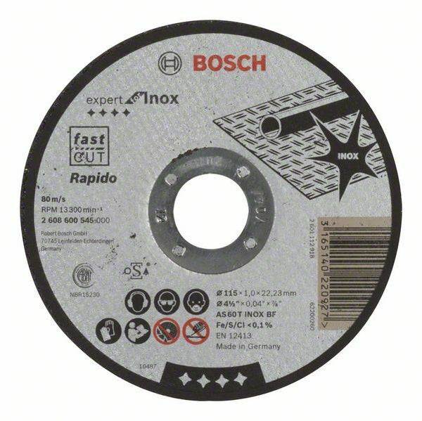 Bosch Expert for Inox Rapido AS 60 T INOX BF mola da taglio diritta 115 x 1 mm