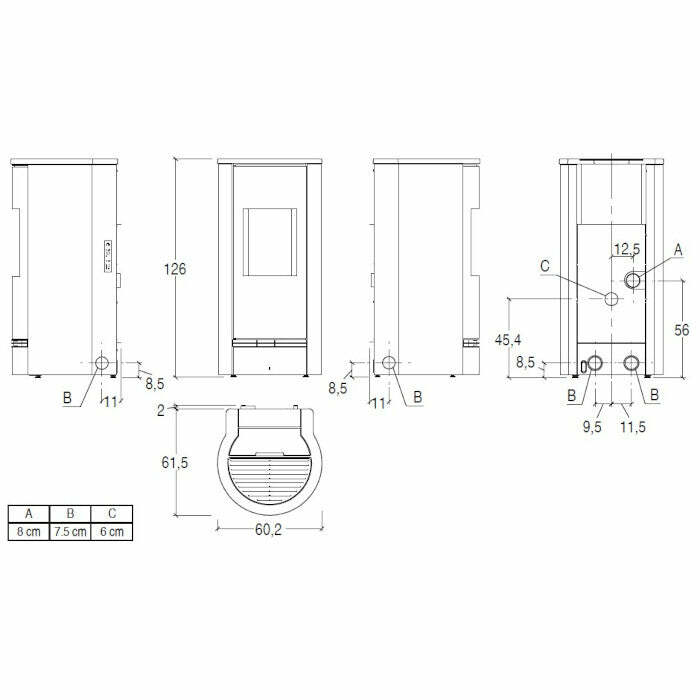 Piazzetta P930 T stufa a pellet 11 kW scarico posteriore