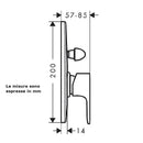 Miscelatore vasca ad incasso Rebris E 72458000 Hansgrohe con deviatore e corpo incasso