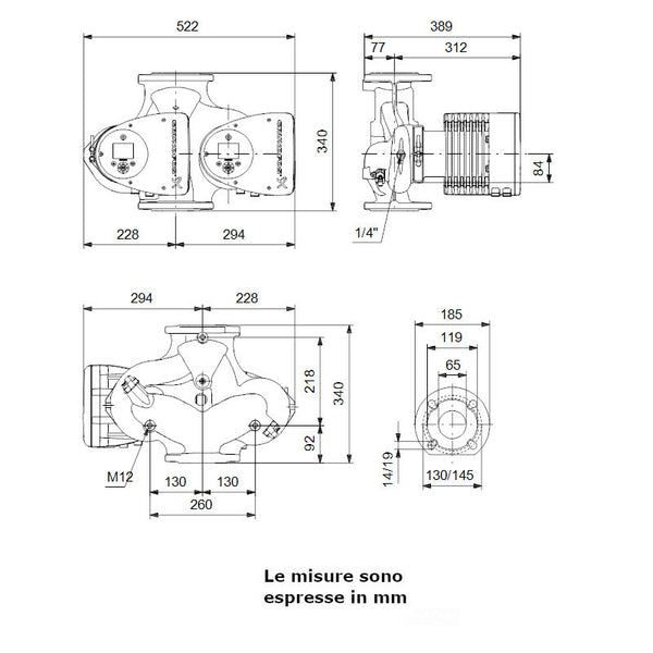 Circolatore gemellare Magna3 D 65-80 F Grundfos 340 mm 473 W