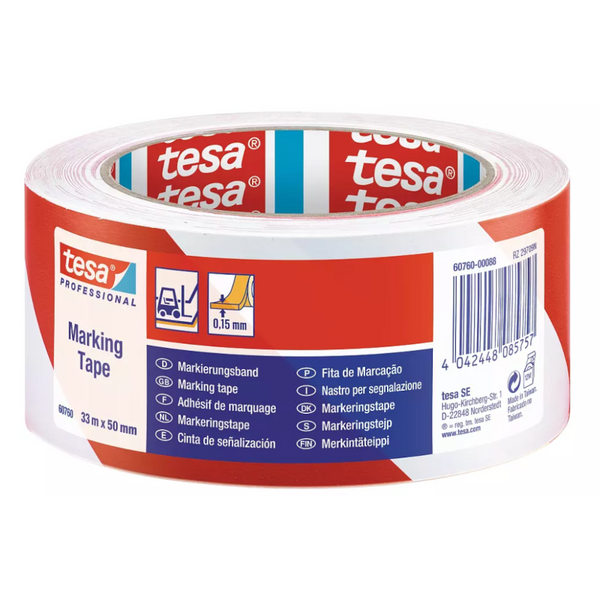 Nastro in pvc segnaletico 60760 bianco/rosso Tesa 50 mm x 33 m