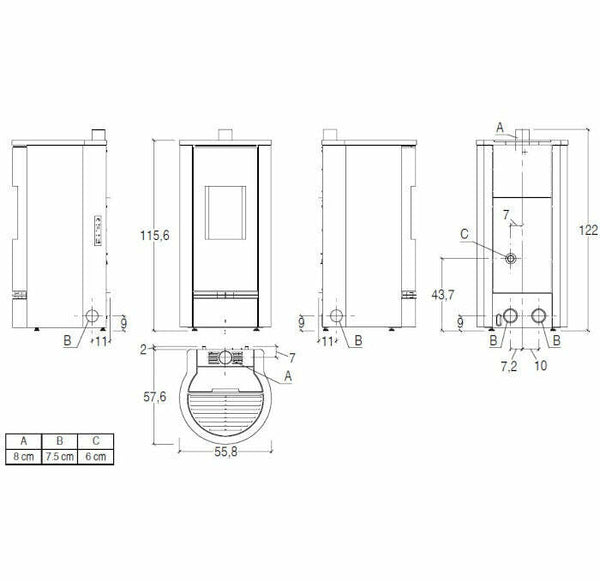 Piazzetta P920 T TOP stufa a pellet 8,5 kW scarico superiore
