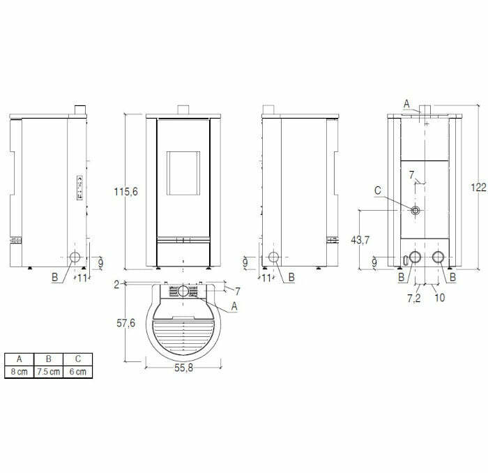Piazzetta P920 T TOP stufa a pellet 8,5 kW scarico superiore