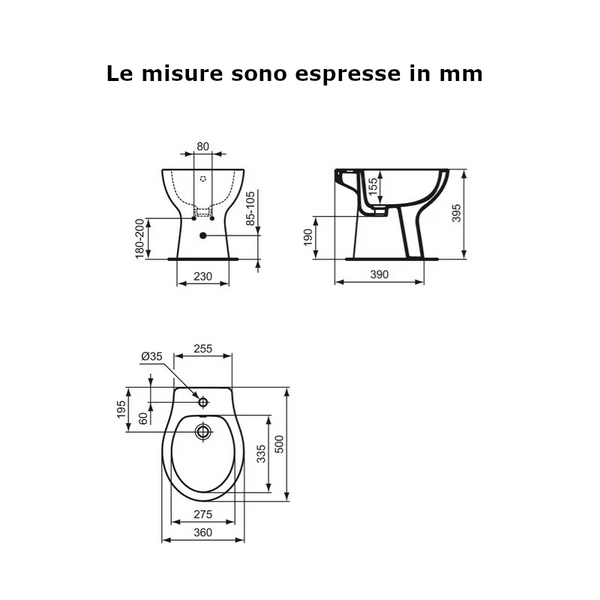 Ideal Standard Quarzo Eurovit bidet a terra monoforo E877401