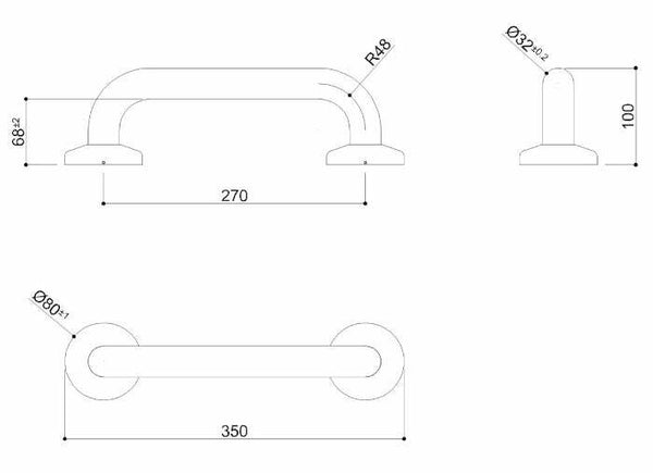 Ponte Giulio maniglione di sicurezza lineare 35 cm acciaio inox lucido