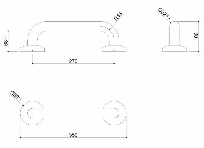 Ponte Giulio maniglione di sicurezza lineare 35 cm acciaio inox lucido