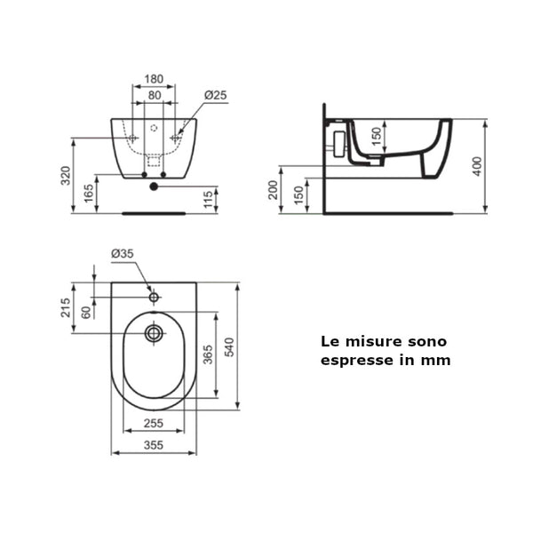 Bidet sospeso monoforo Blend Curve T375001 Ideal Standard