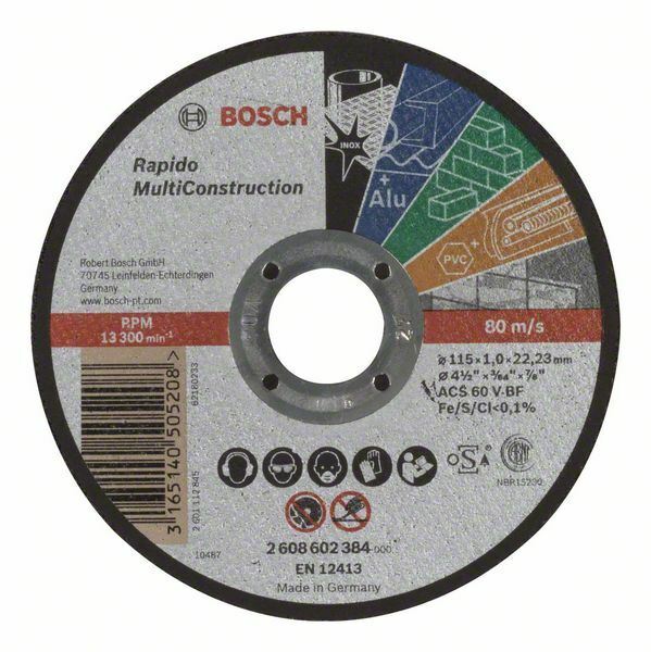 Bosch Rapido Multi Construction ACS 60 V BF mola da taglio diritta 115 x 1 mm