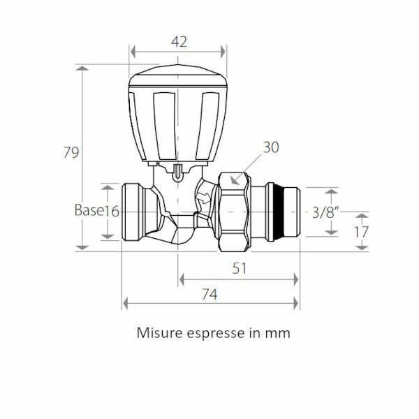 Giacomini R432TG valvola micrometrica termostatizzabile diritta 3/8"x16