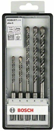 Bosch set punte per martelli Robust Line SDS-plus-5, 5 pezzi