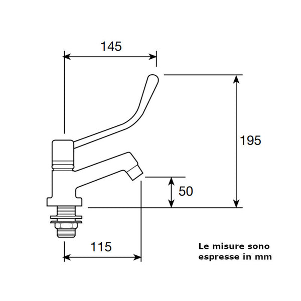 Miscelatore lavabo leva a gomito River R504 283 apertura facilitata