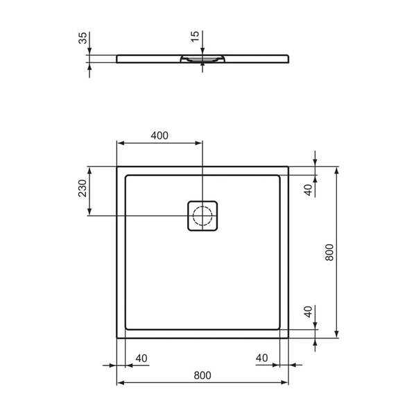 Piatto doccia Ultra Flat Evo T5426FO Ideal Standard 80 x 80 cm bianco seta opaco