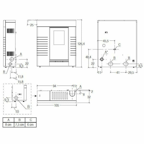 Piazzetta P939 stufa a pellet slim 10,5 kW