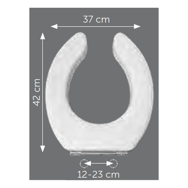 Sedile universale disabili 10 cm solo seduta resina RPC bianco europeo