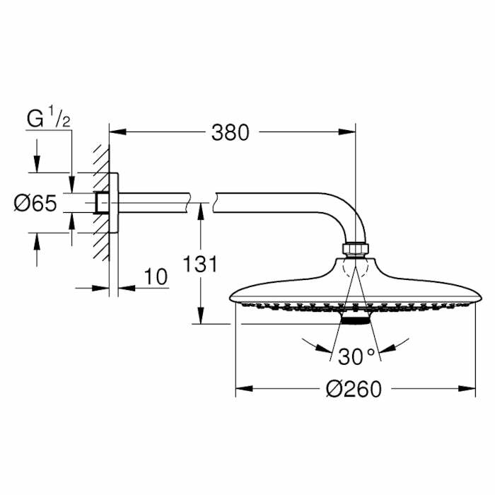 Grohe soffione doccia Euphoria 260 con braccio 38 cm