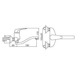 Paffoni Duemila mix lavello a muro tubo serpente orientabile cromo