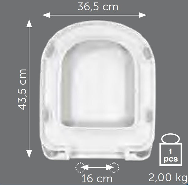 Sedile universale in termoindurente TD50 con cerniere inox Polisedil
