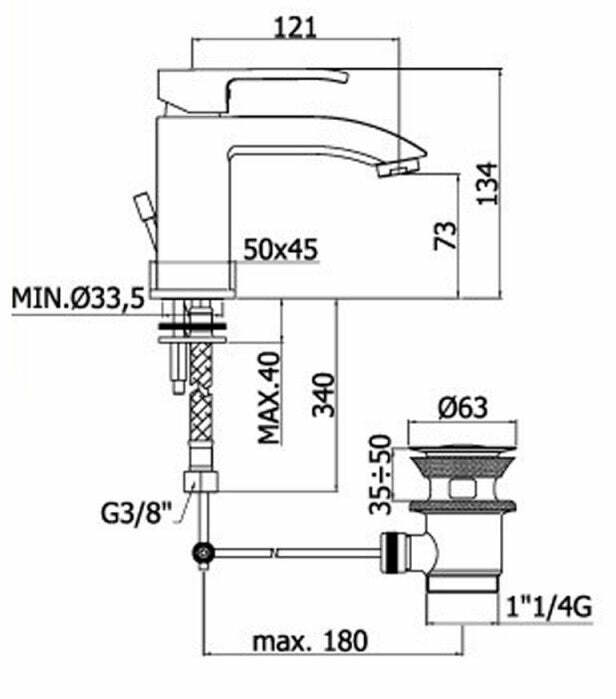 Paffoni Level miscelatore lavabo con scarico auto cromato