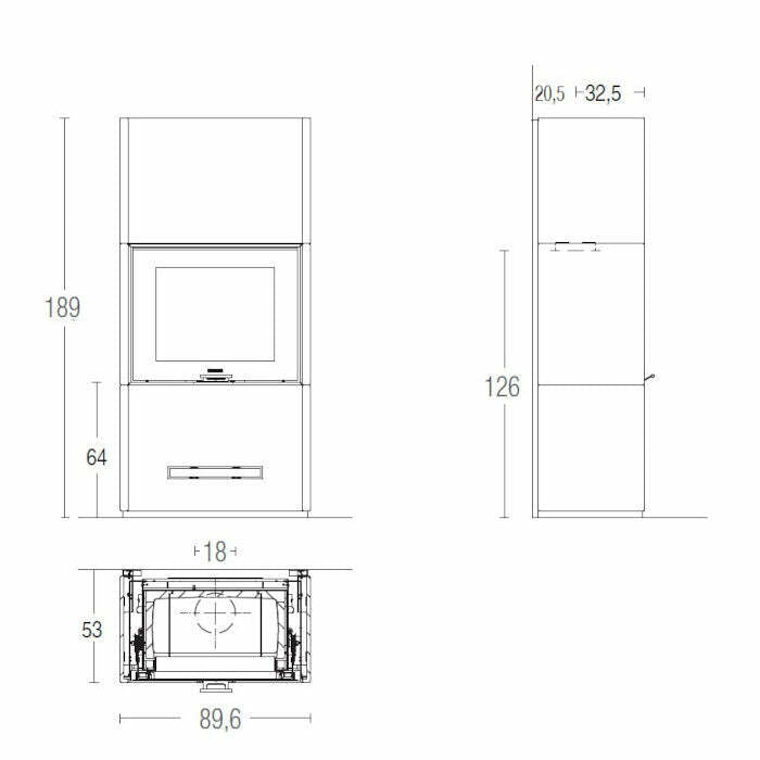 Piazzetta DAVOS MC 80/64 BL stufa caminetto a legna 11 kW