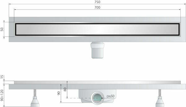 OMP Deflow canalina per doccia a pavimento 700 mm x DN50