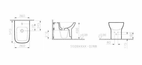 Vitra S20 bidet a pavimento filo parete ceramica bianco