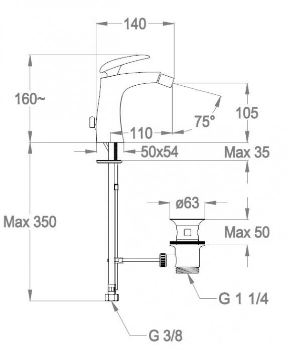 FIR SynergyOpen 93 miscelatore bidet