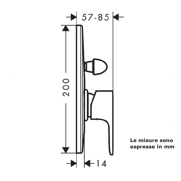 Miscelatore vasca ad incasso Rebris S 72448000 Hansgrohe con deviatore e corpo incasso