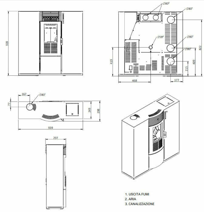 Zanutta TERRA 10C stufa a pellet 9,72 kW - bordeaux