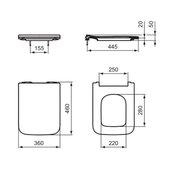 Sedile slim Blend Cube T521101 ORIGINALE Ideal Standard ammortizzato