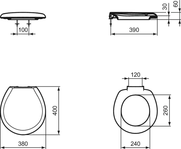 Ideal Standard Small+ copriwater originale avvolgente con cerniere cromate bianco europeo T638401