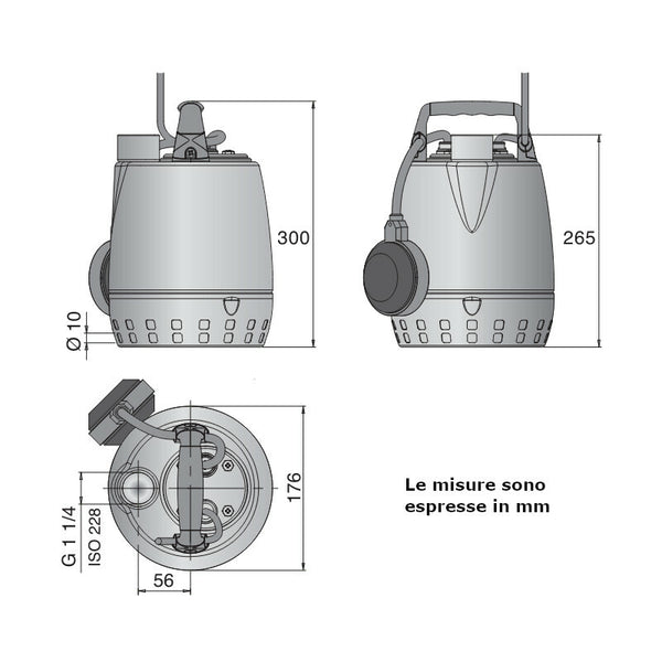 Calpeda GXRM 11 pompa sommergibile monogirante a rasamento con galleggiante 0,37 kW 72U70100000