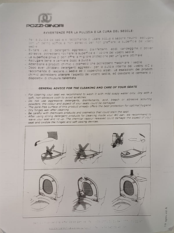 Pozzi Ginori sedile per serie 500 e Quinta