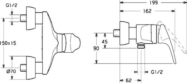 Hansa Italia Hansamix miscelatore doccia montaggio a parete cromo