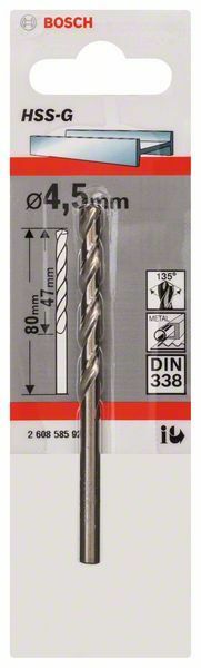 Bosch punta per metallo HSS-G, DIN 338 4.5 x 47 x 80 mm - 1 pezzo