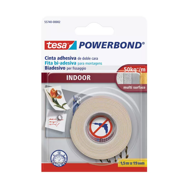 Nastro biadesivo POWERBOND INTERNI 55740 Tesa 19 mm x 1,5 m