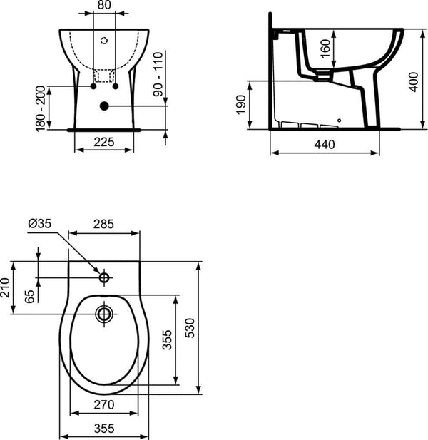Bidet a pavimento Quarzo E071101 Ceramica Dolomite