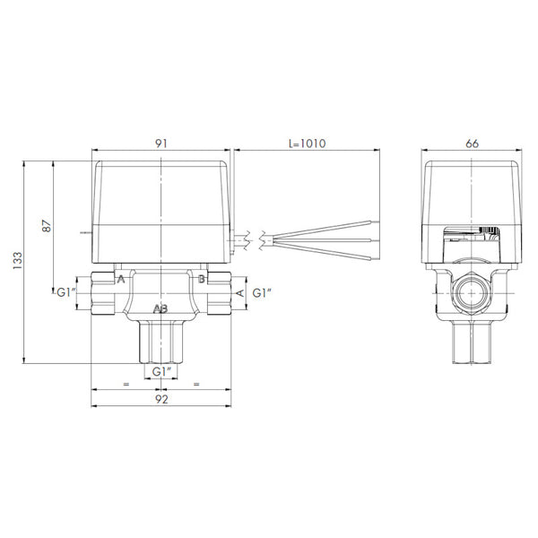 Valvola di zona a 3 vie SF25-3-M1 Mut 1" con microinterruttore