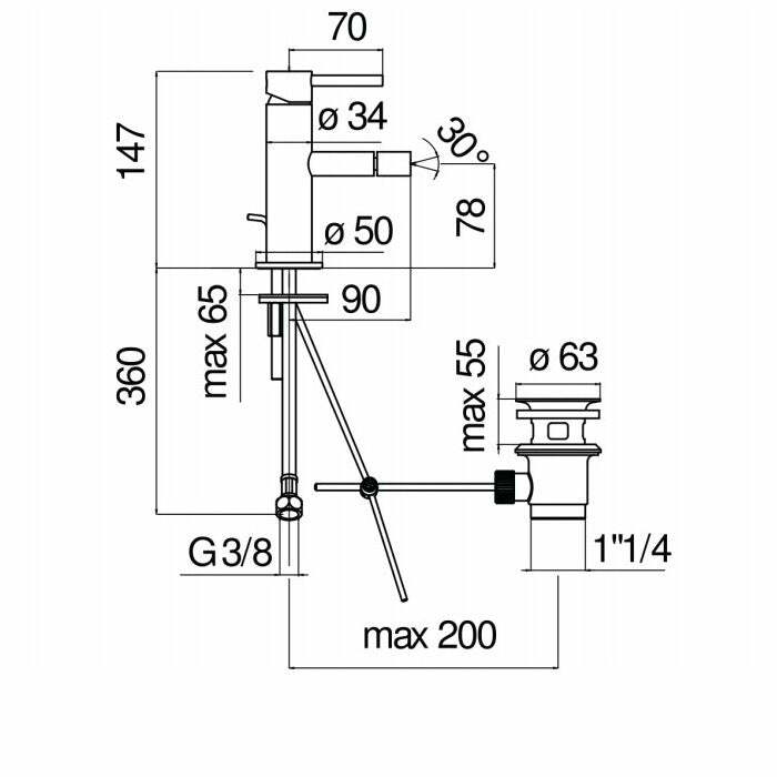 Nobili Acquerelli miscelatore bidet monocomando cromo