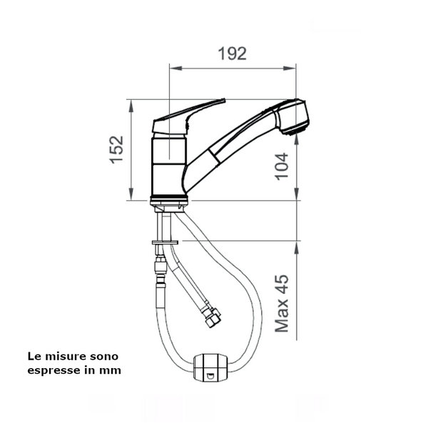 Miscelatore lavello BTKIMCLA03 Ercos con doccetta estraibile