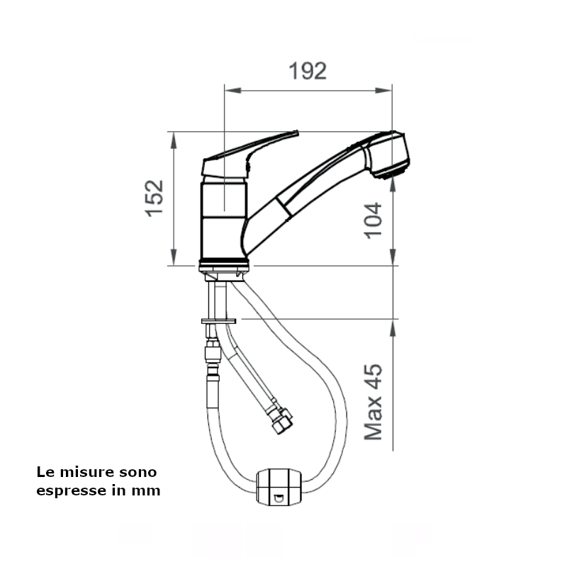 Miscelatore lavello BTKIMCLA03 Ercos con doccetta estraibile
