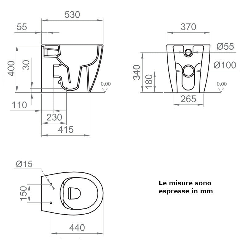 Vaso a terra Kite BCKTELVASO Ercos senza brida bianco lucido