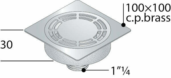 OMP piletta sifoide per scarico a pavimento quadra 100 x 100 mm
