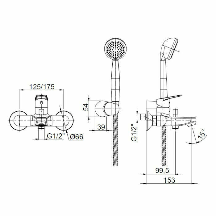 Frattini Espresso miscelatore per vasca con doccia duplex cromo