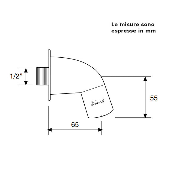 Braccio doccia River R790 antivandalo e anticalcare con soffione incorporato