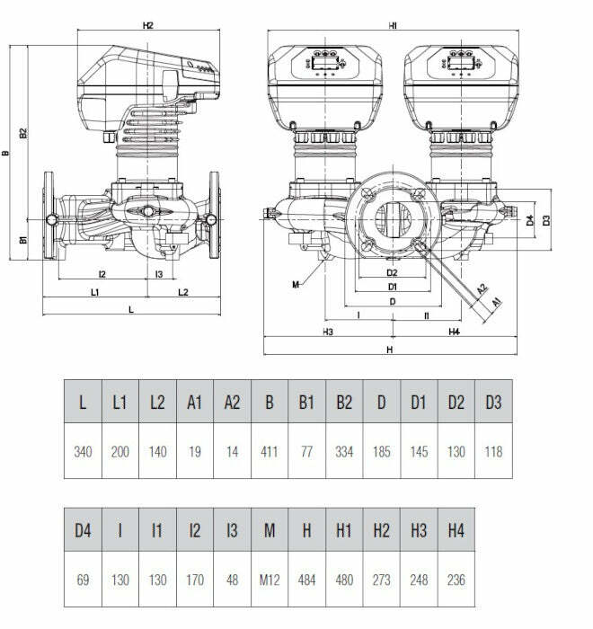 Dab Evoplus D 60/340.65 M, circolatore gemellare, interasse 34 cm, prevalenza 6 m