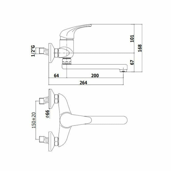 Paffoni Nettuno Due miscelatore lavello a muro cromo
