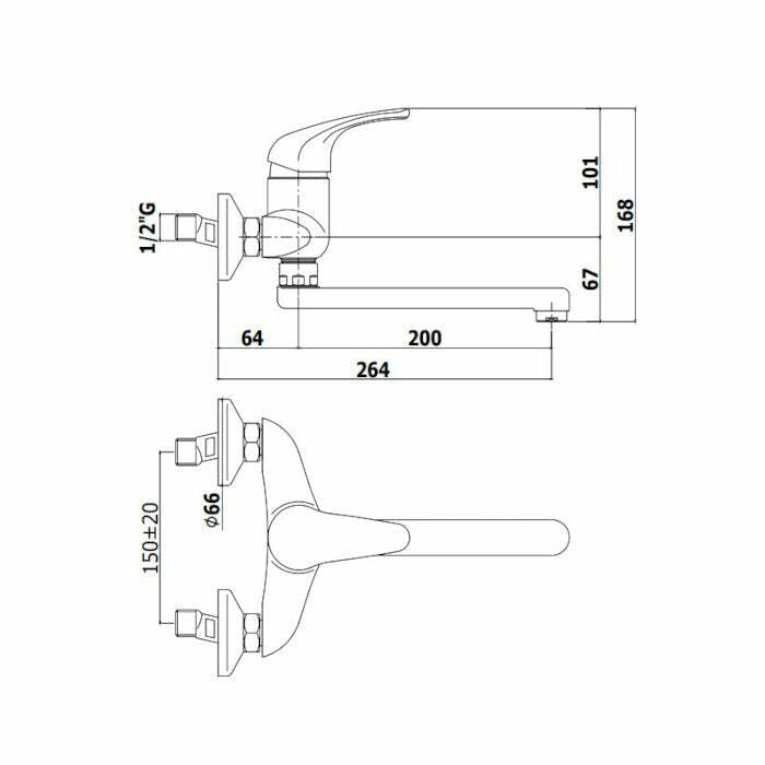 Paffoni Nettuno Due miscelatore lavello a muro cromo