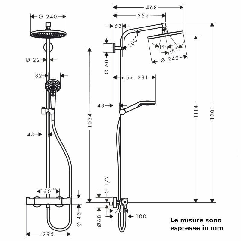 Colonna doccia Showerpipe Crometta S 240 Hansgrohe 27267000