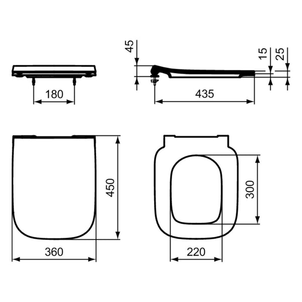 Ideal Standard i.life A copriwater slim a chiusura rallentata bianco europeo T481301