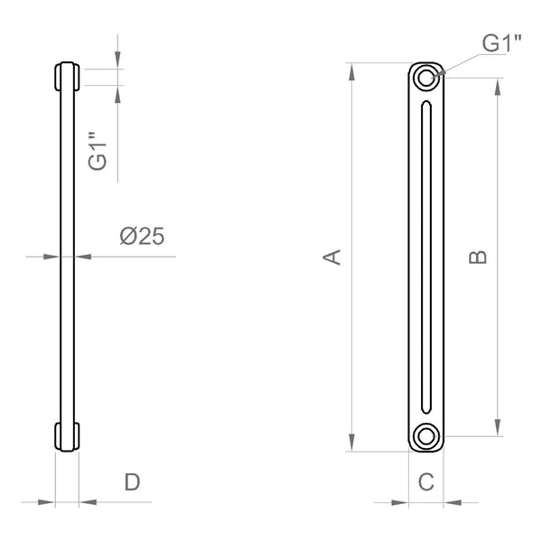 Radiatore a 2 colonne Ercos Comby in acciaio bianco